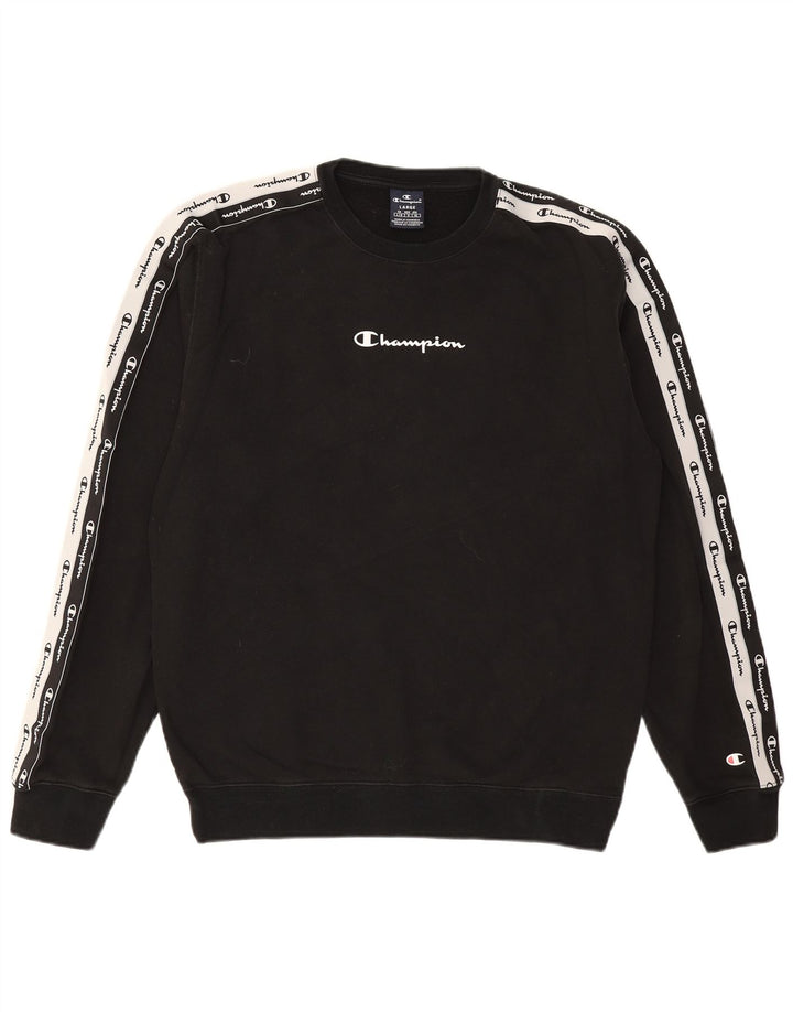 CHAMPION Herren-Sweatshirt mit Grafik, groß, aus schwarzer Baumwolle