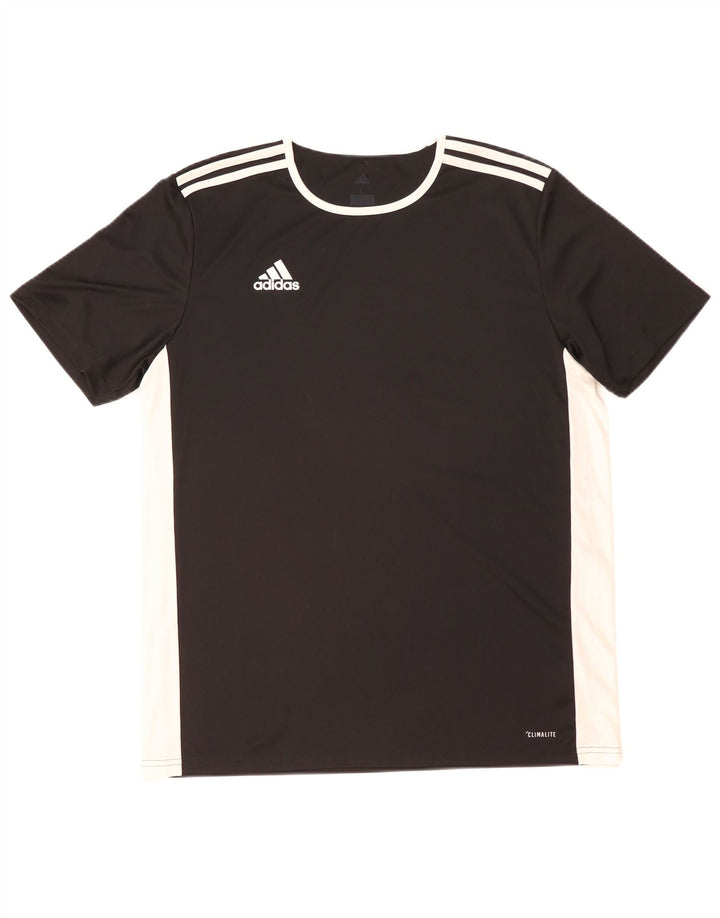 Adidas Herren Climalite T-Shirt Top Large Schwarz Colourblock Polyester