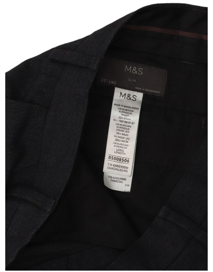 Marks & Spencer Slim Chino-Hose für Herren, W32, L33, grau, Polyester