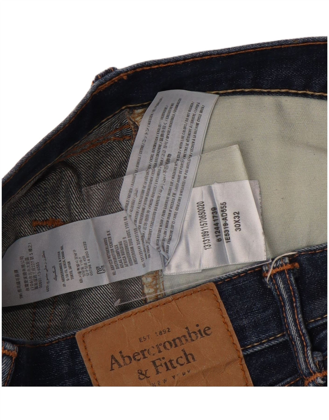 ABERCROMBIE & FITCH Herren Slim Jeans W30 L32 Blaue Baumwolle