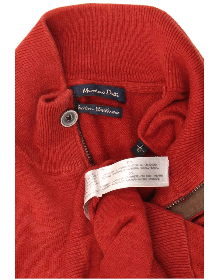 MASSIMO DUTTI Herren-Pullover mit Reißverschluss am Hals, große rote Baumwolle