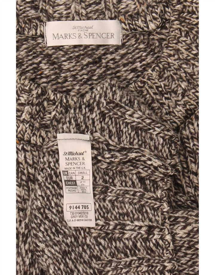 Marks & Spencer Herren-Pullover mit Rundhalsausschnitt, klein, grau gesprenkelte Wolle
