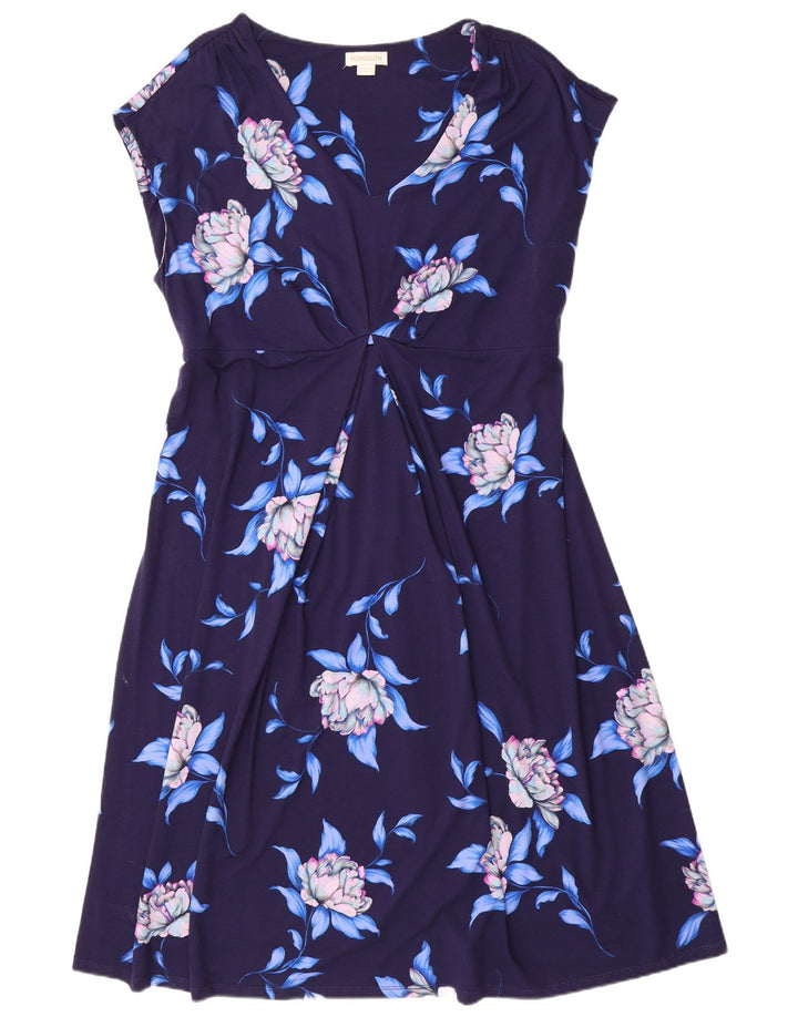 MONSOON Ärmelloses A-Linien-Kleid für Damen, UK 22 3XL, Marineblau mit Blumenmuster, Viskose