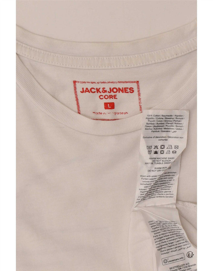 Jack & Jones Herren-T-Shirt mit Grafik, Größe L, aus weißer Baumwolle