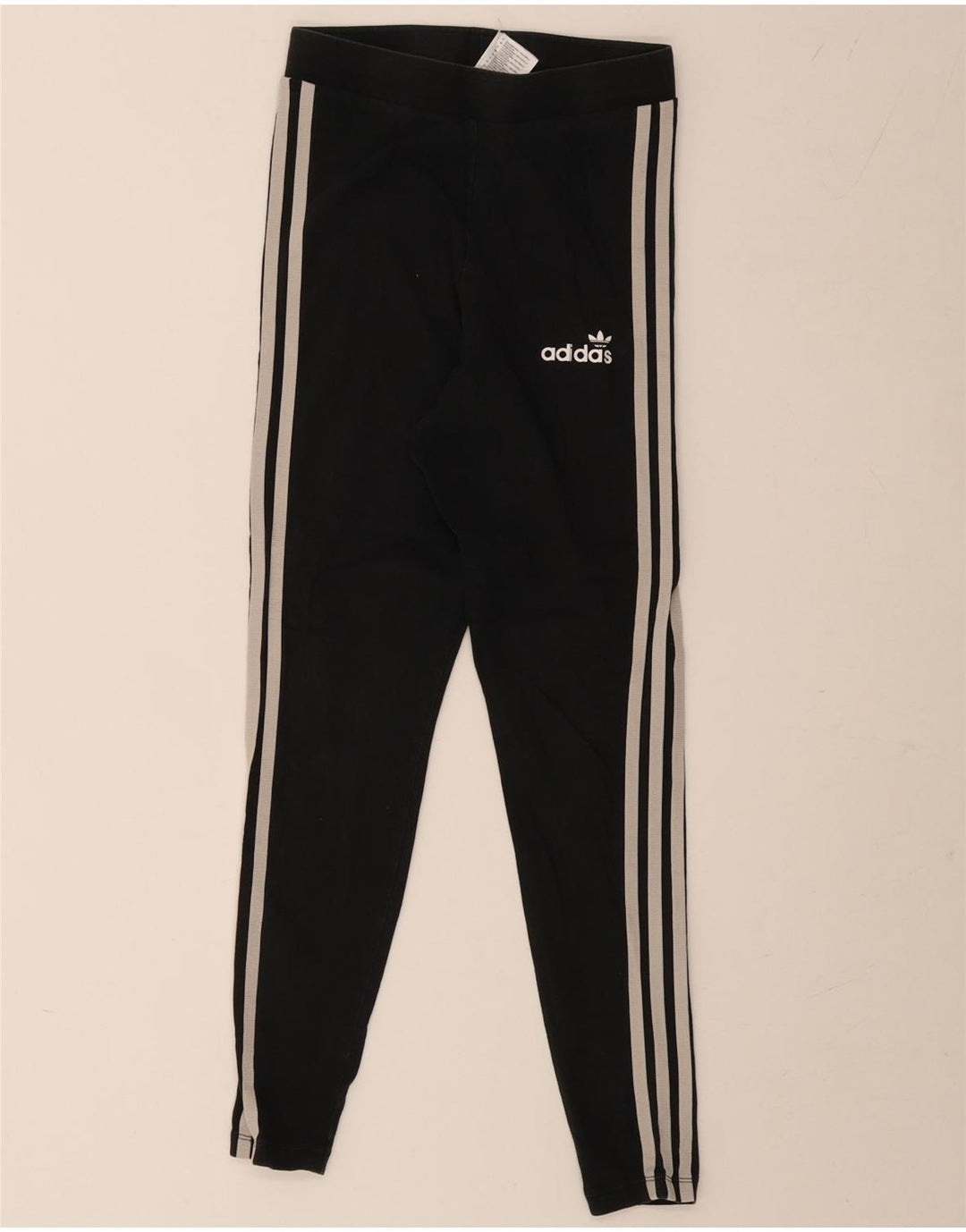 Adidas Damen Leggings UK 10 Small Schwarz Baumwolle