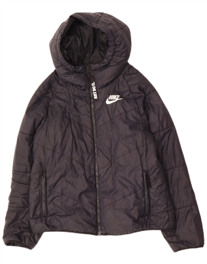 Nike Damen-Kapuzenjacke, wattiert, UK 14, Mittelschwarz, Polyester