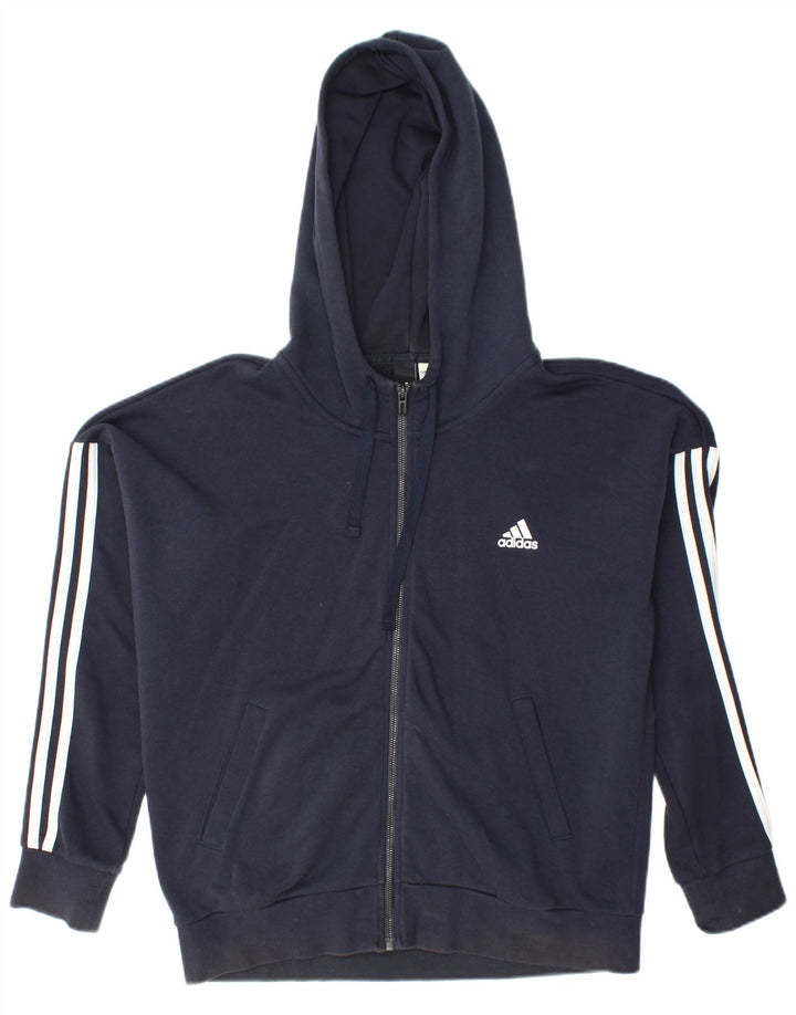 ADIDAS Mens Zip Hoodie Sweater Medium Navy Blue