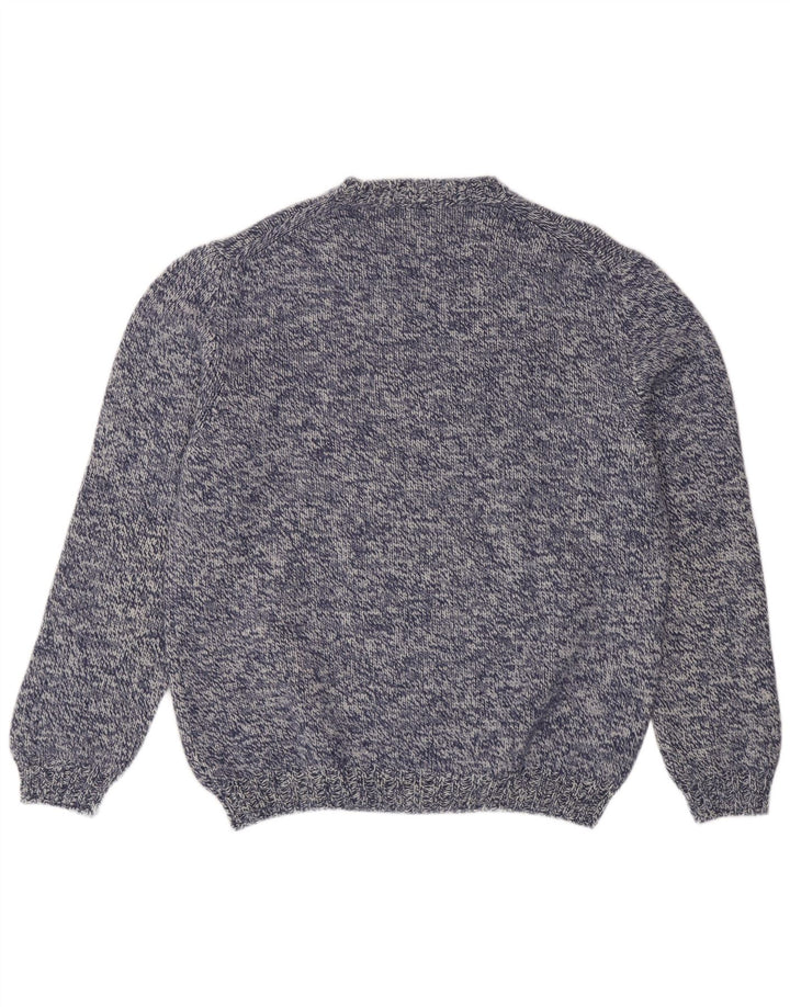 Henry Cottons Herren-Pullover mit V-Ausschnitt, Mittelblau meliert