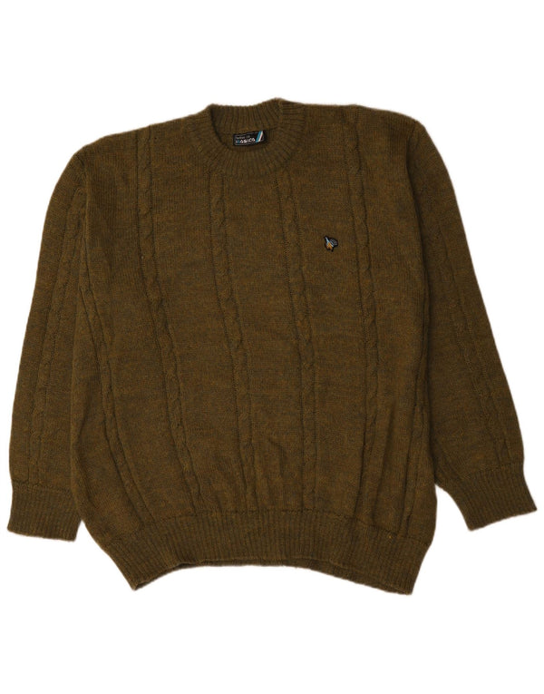 Vintage Mens Crew Neck Jumper Sweater IT 56 XL Khaki Polyacrylic