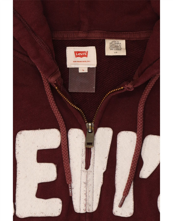 LEVI'S Herren-Kapuzenpullover mit grafischem Reißverschluss, groß, kastanienbraune Baumwolle