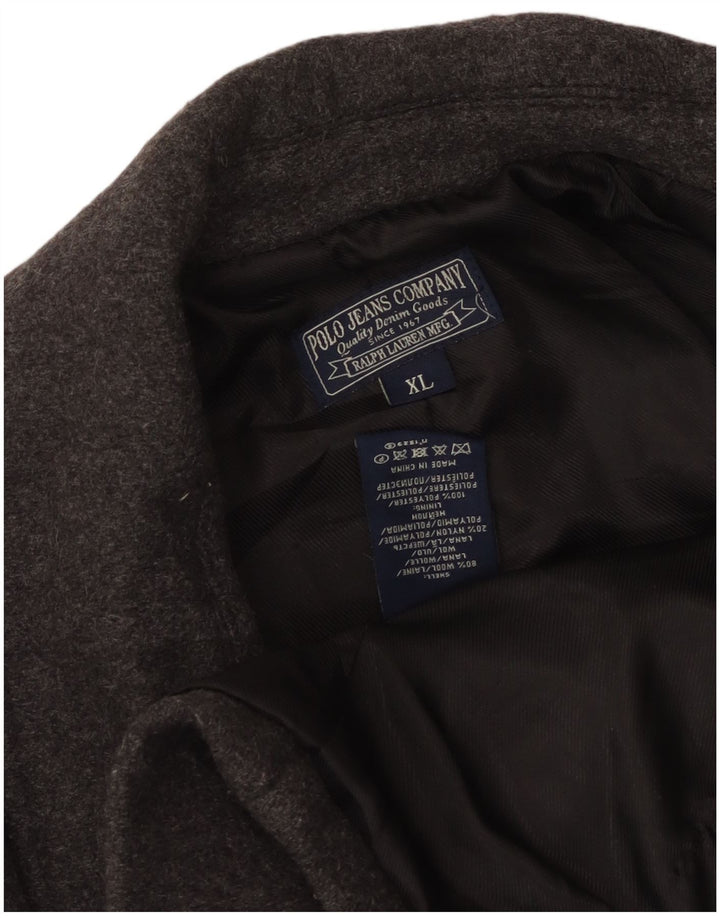 Polo Ralph Lauren Damen Pea Coat UK 18 XL Graue Wolle