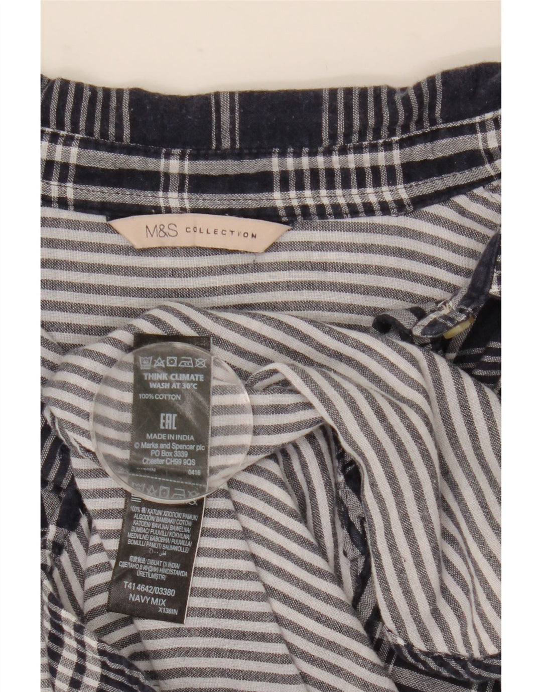 Marks & Spencer Damen-Oversize-Hemd, Größe S, Marineblau, kariert, Baumwolle