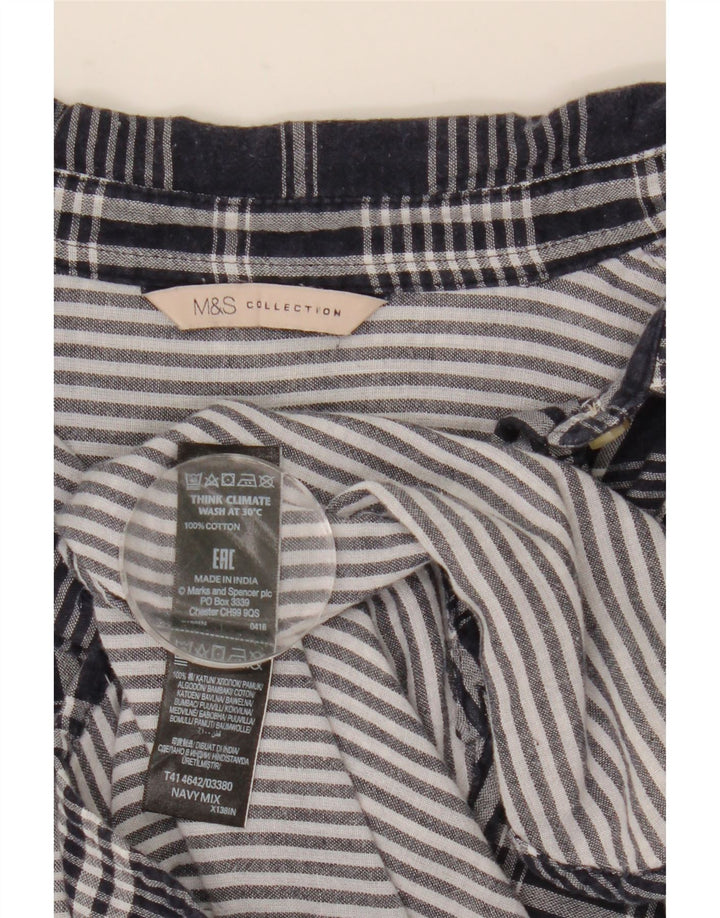 Marks & Spencer Damen-Oversize-Hemd, Größe S, Marineblau, kariert, Baumwolle