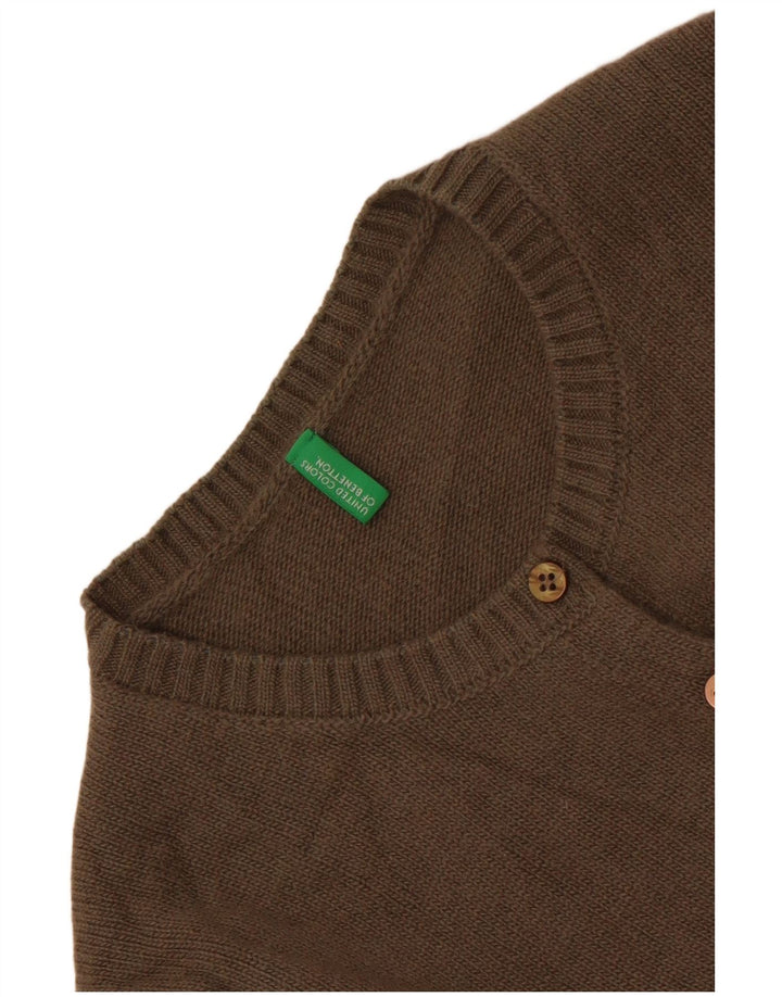Benetton Damen Crop Cardigan Pullover UK 10 Small Grün