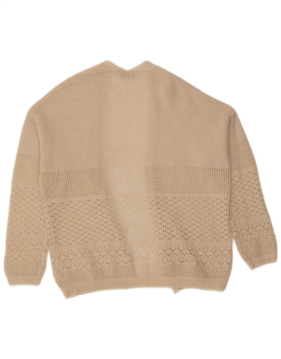 Vintage Damen Offener Cardigan Pullover UK 16 Groß Beige