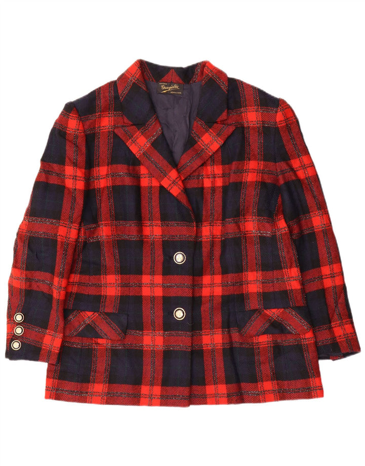 Graziella Damen 2-Knopf-Blazerjacke, UK 16, großes rotes Karomuster