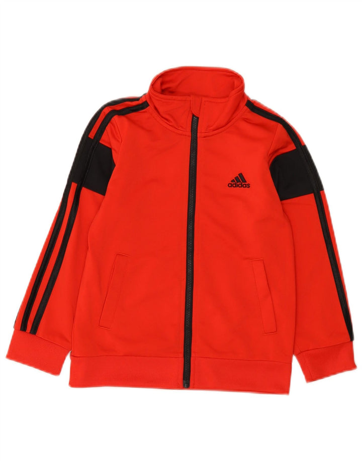 Adidas Jungen-Trainingsanzug-Top-Jacke, 4–5 Jahre, rotes Farbblock-Polyester