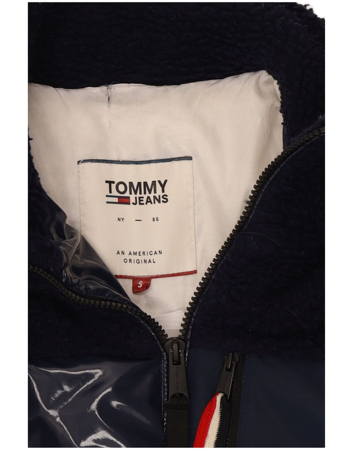 TOMMY HILFIGER Womens Fleece Padded Jacket UK 10 Small Navy Blue Polyester