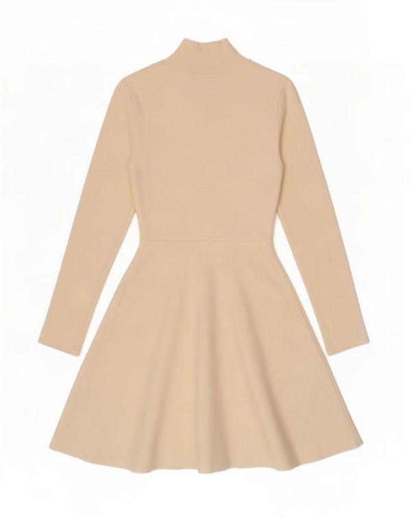 Zara Damen Langarm-Pulloverkleid UK 8 Small Gelbe Viskose