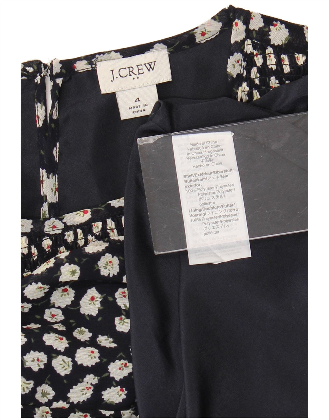 J. CREW Langarm-Blusenoberteil für Damen, US 4 Small, Marineblau mit Blumenmuster