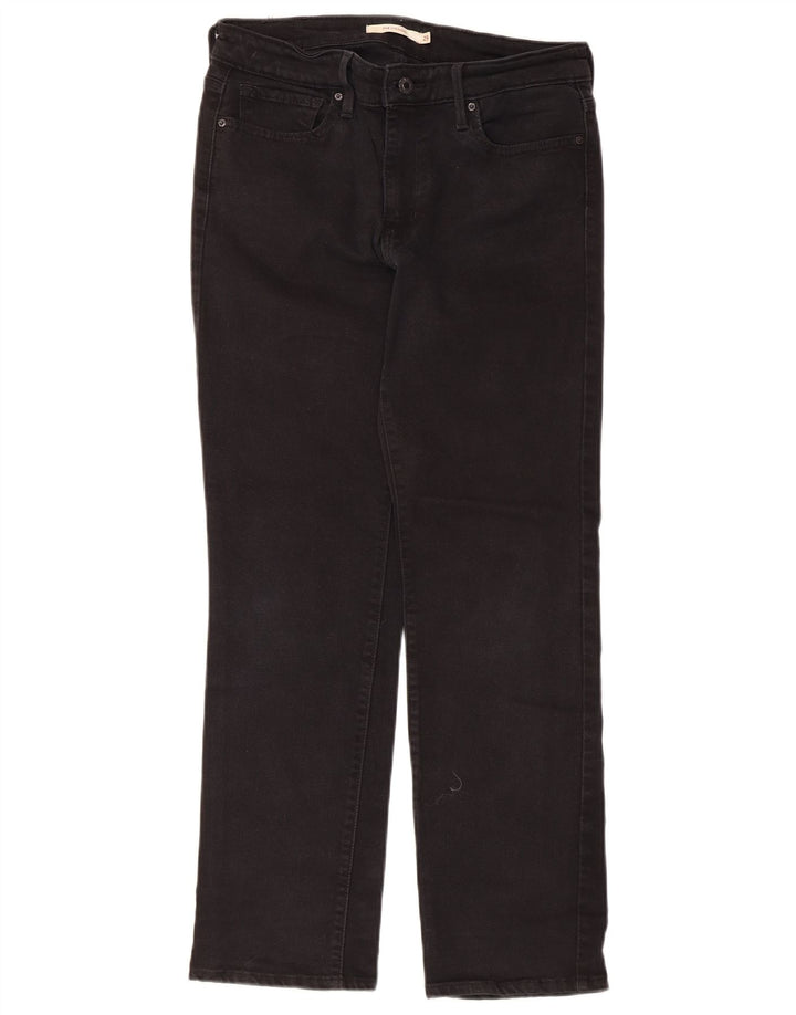 Levi's Damen 714 Straight Jeans W29 L30 Schwarze Baumwolle