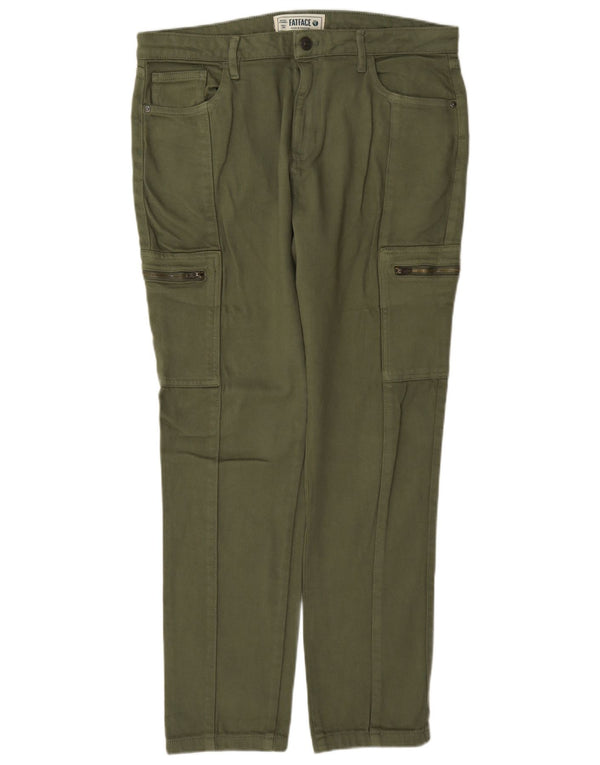 Fat Face Damen-Cargohose mit hoher Taille, UK 14, Größe L, W36, L30, Khaki, Baumwolle