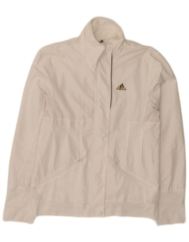 Adidas Damen Trainingsanzug Top Jacke UK 12 Mittelweißes Polyester