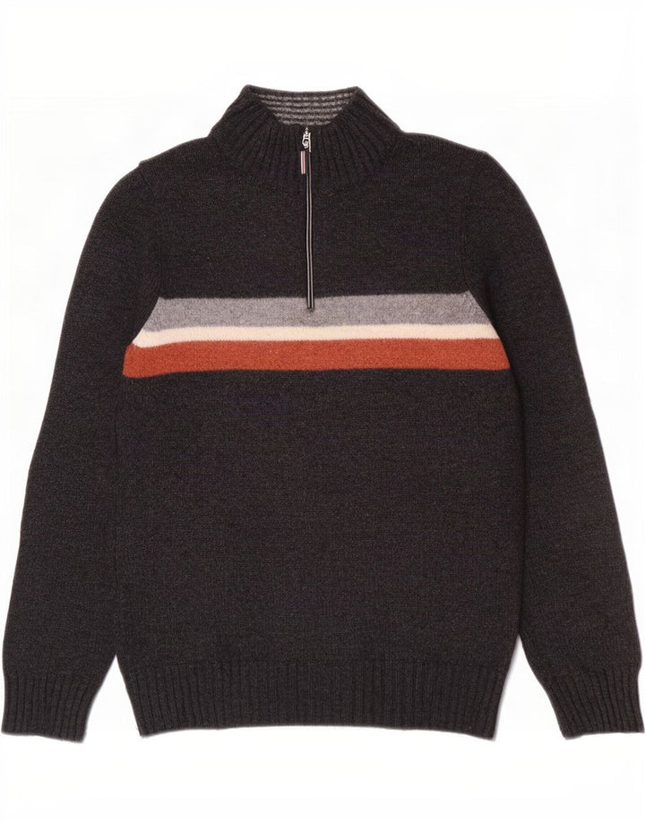 Marks & Spencer Herren Blauer Harbor-Pullover mit Reißverschluss am Hals, Größe S, Grau