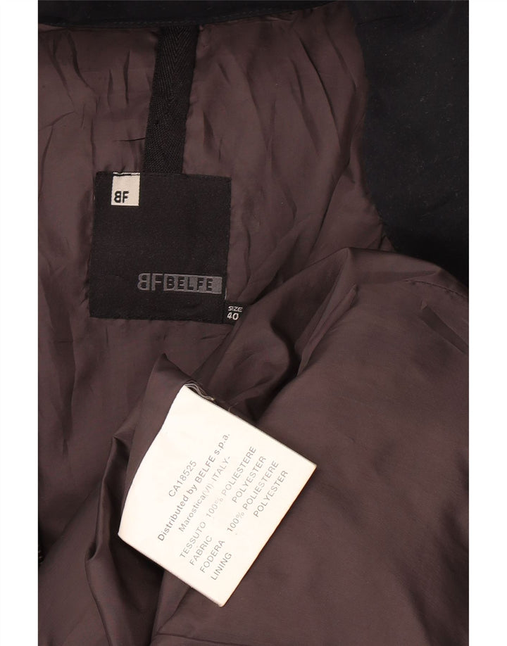 Belfe Womens Hooded Loose Fit Wattierter Mantel IT 40 Small Schwarz Polyester