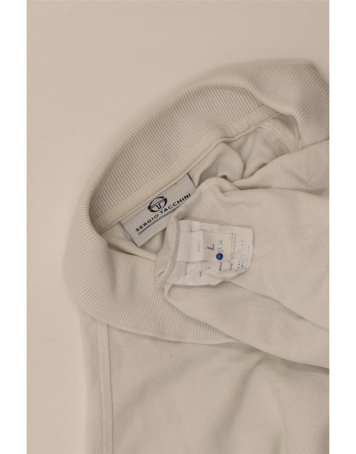 Sergio Tacchini Herren-Poloshirt, groß, weiß gestreift, Baumwolle