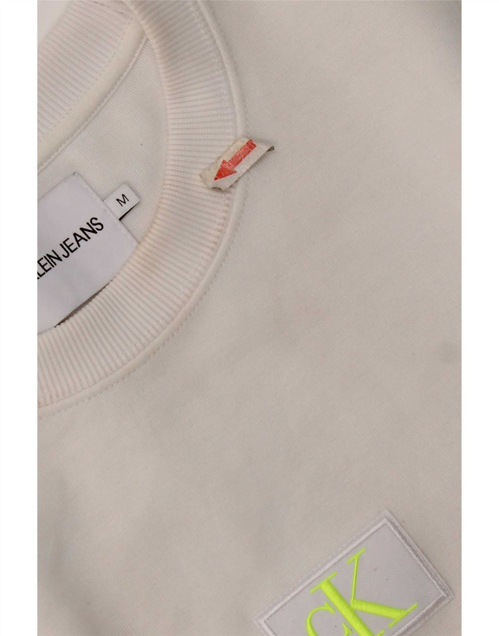 Calvin Klein Jeans Damen Übergroßer Sweatshirt-Pullover UK 14 Mittelweiß