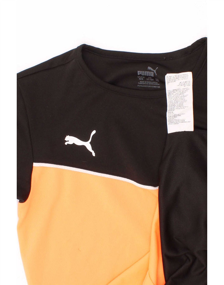 Puma T-Shirt für Jungen, 11–12 Jahre, schwarzes Colourblock-Polyester