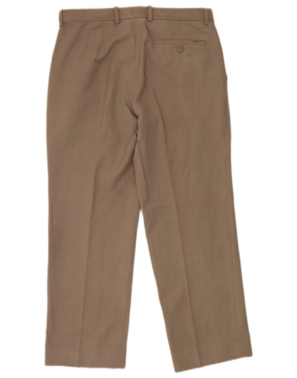 Marks & Spencer Mens Straight Suit Trousers W32 L29 Beige Polyester