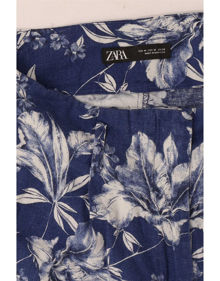 Zara Damen High Rise Hotpants Medium W28 Blau geblümt