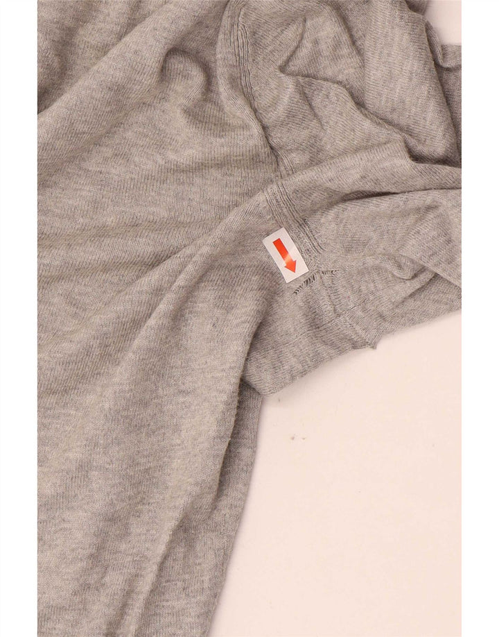 Massimo Dutti Herren-Pullover mit V-Ausschnitt, klein, grau gefleckte Baumwolle