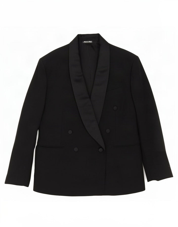 Pal Zileri Herren-Blazer, zweireihig, IT 50, groß, schwarze Schurwolle
