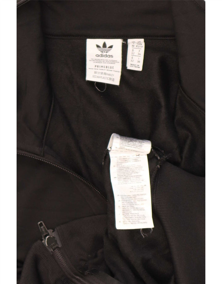 Adidas Damen Crop Trainingsanzug Top Jacke UK 6 XS Schwarz Polyester