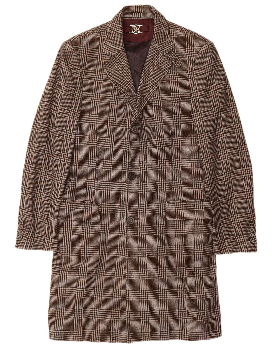 Zara Herrenmantel UK 38 Mittelbraune Hahnentritt-Viskose