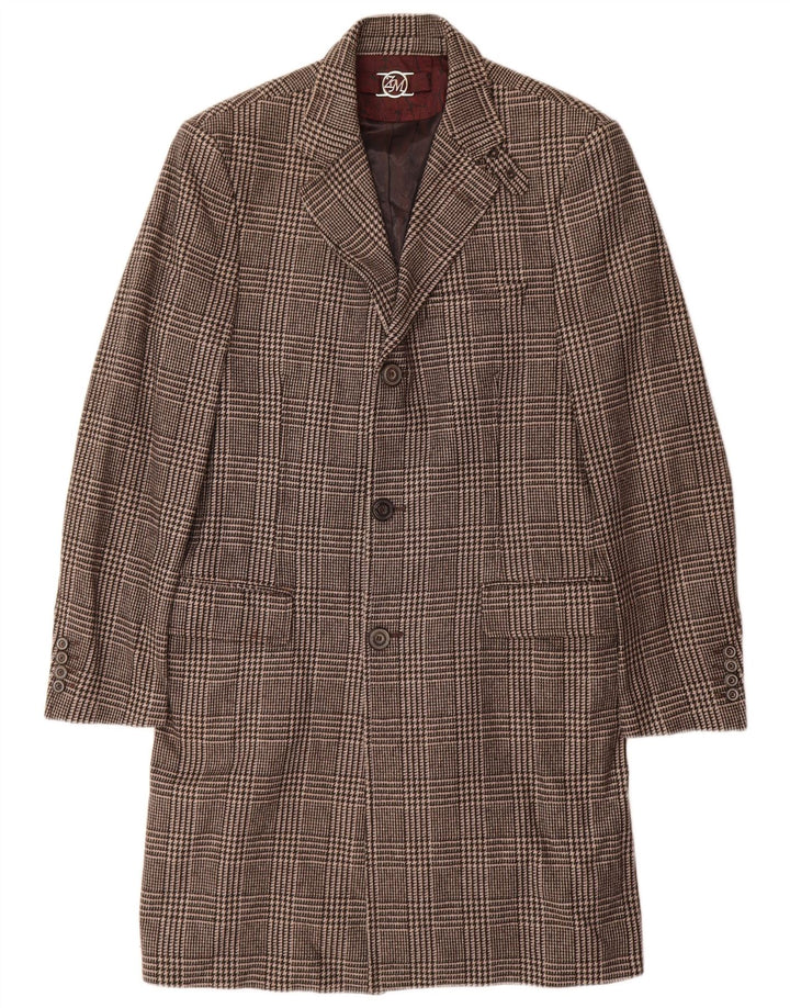 Zara Herrenmantel UK 38 Mittelbraune Hahnentritt-Viskose