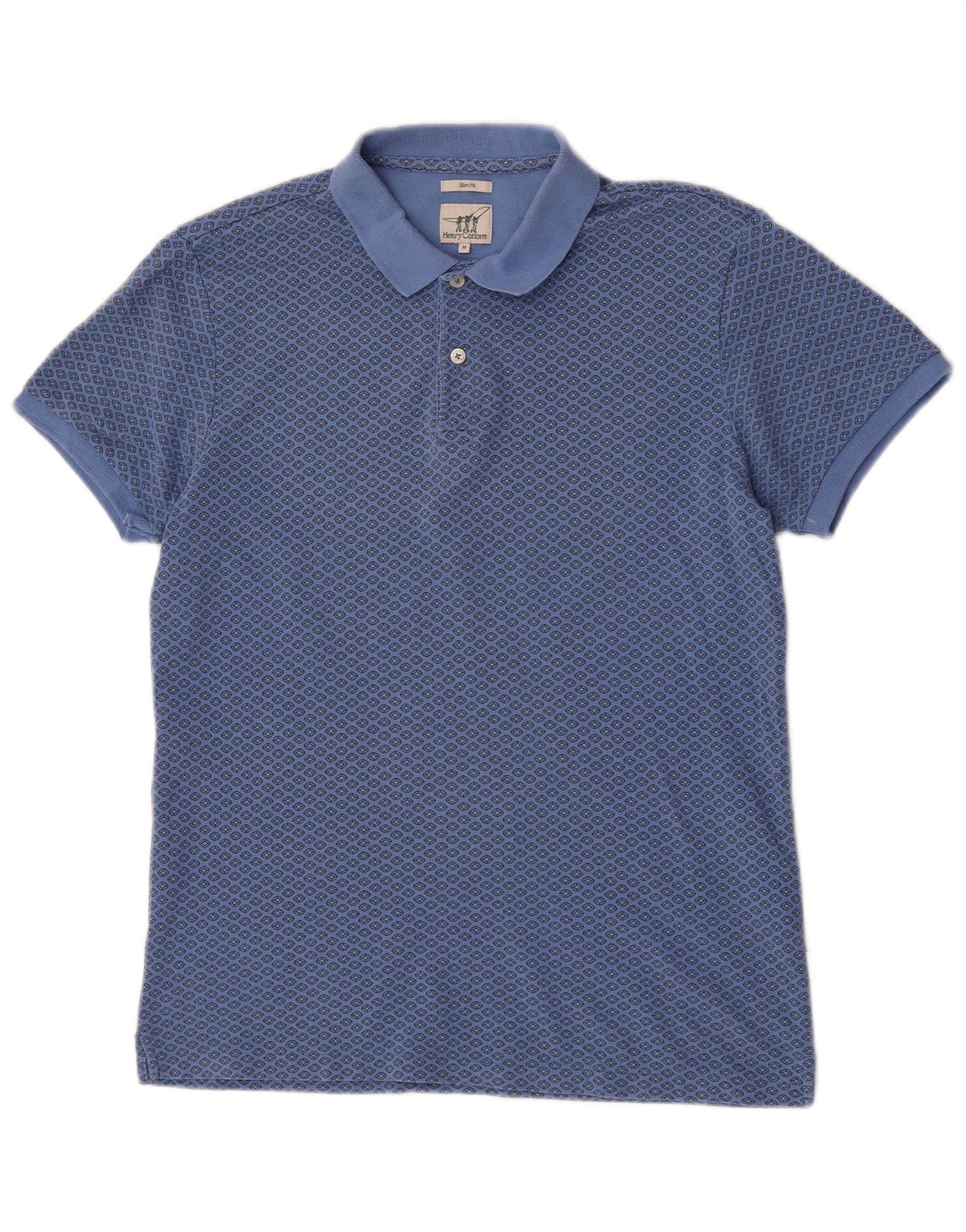 Henry Cottons Herren Slim Fit Poloshirt Mittelblau Geometrisch