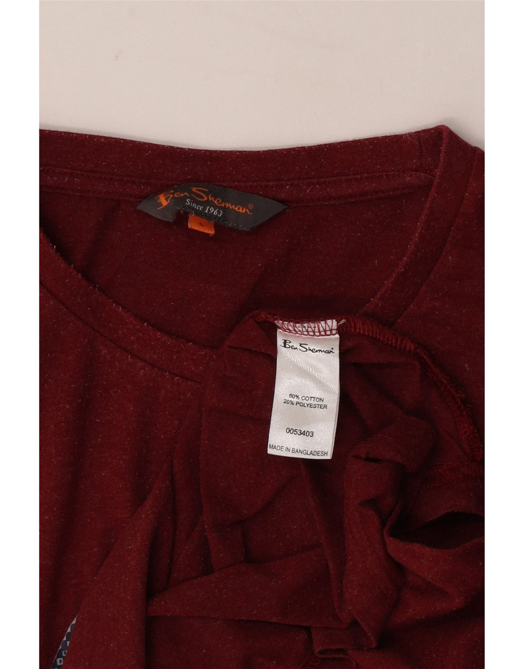 Ben Sherman Herren-T-Shirt mit Grafik, Größe L, aus roter Baumwolle
