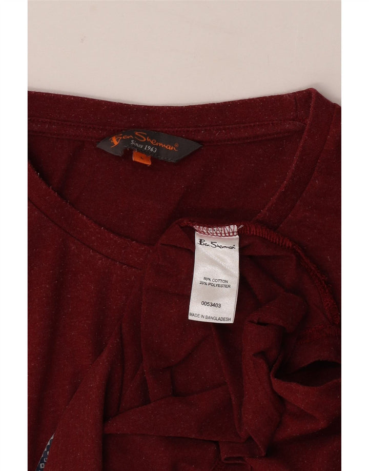 Ben Sherman Herren-T-Shirt mit Grafik, Größe L, aus roter Baumwolle