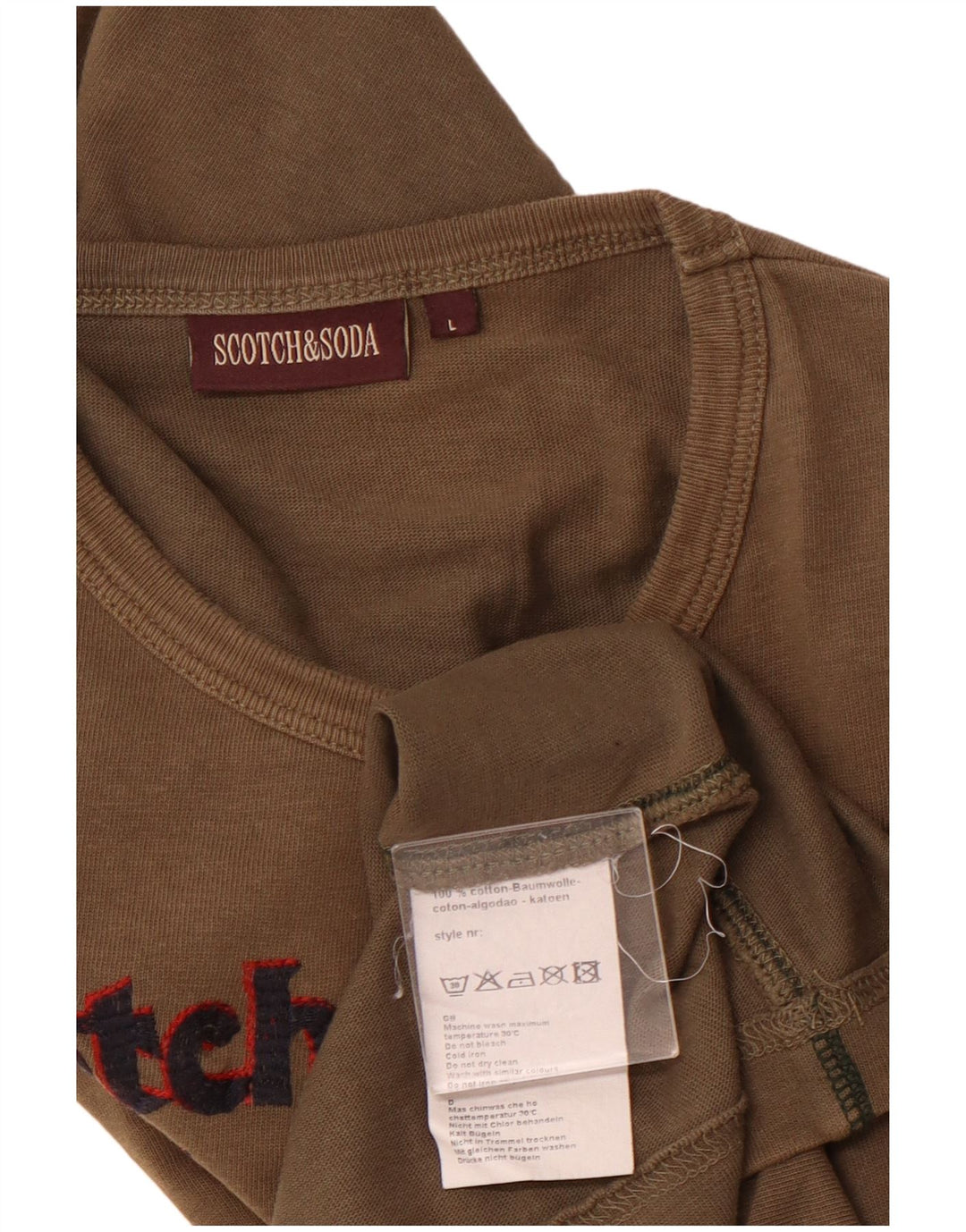 SCOTCH & SODA Herren Grafik-Oberteil, langärmelig, groß, Khaki, Baumwolle