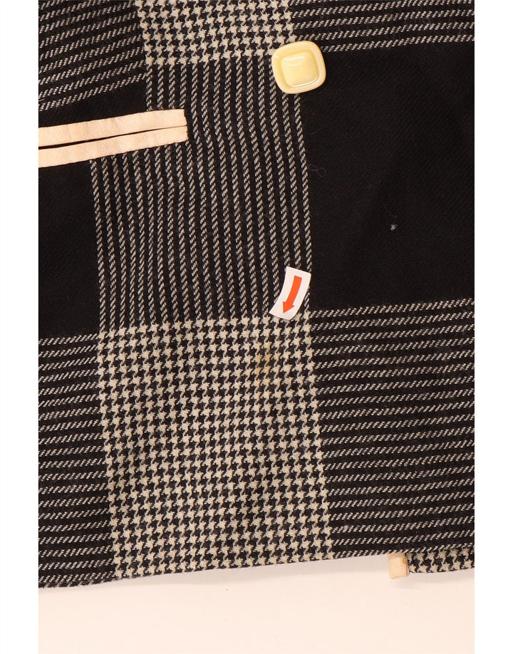 Vintage Damen Zweireiher Blazer Jacke UK 14 Medium Black Houndstooth