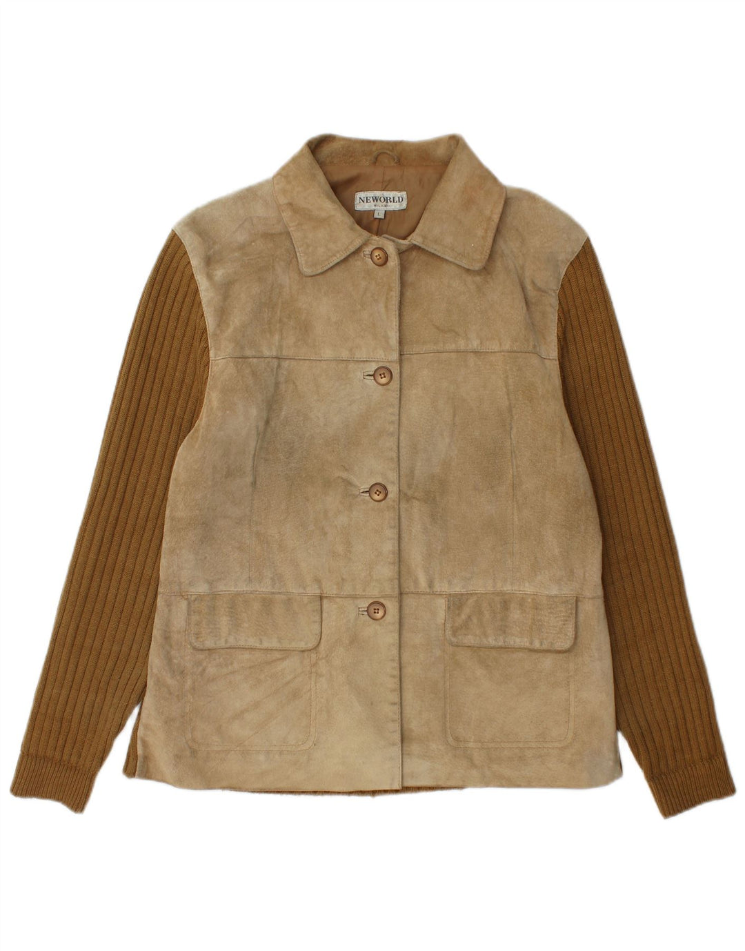 Vintage Damen Wildlederjacke UK 16 Large Beige