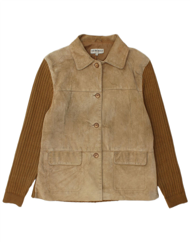 Vintage Damen Wildlederjacke UK 16 Large Beige