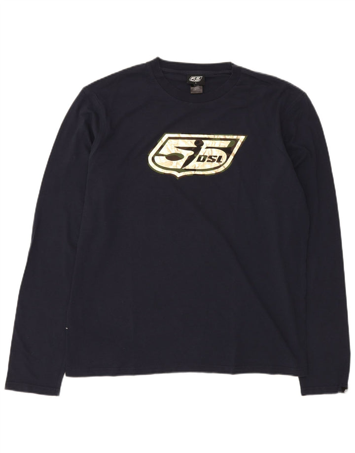 DIESEL Herren Graphic Top Langarm XL Marineblau Baumwolle