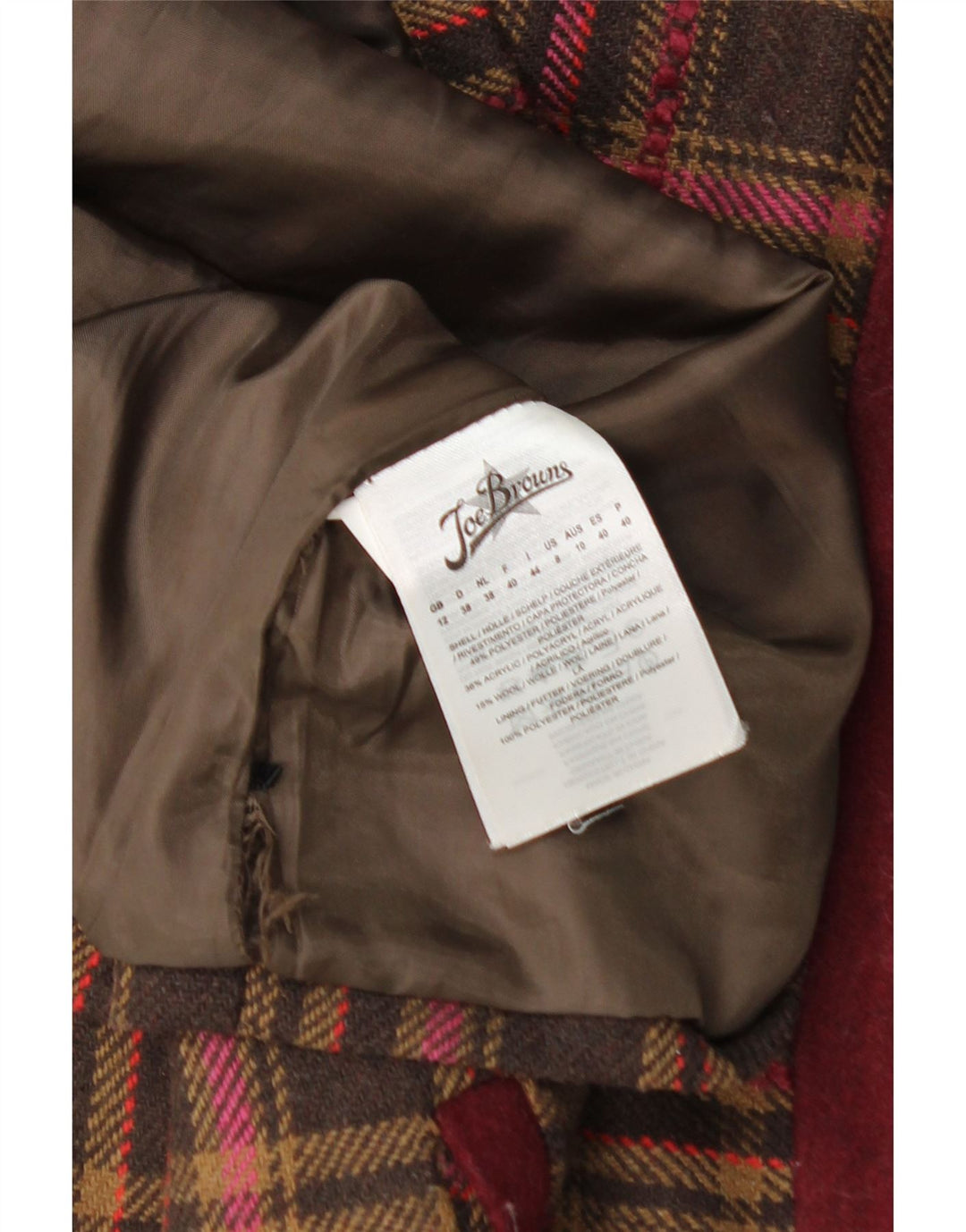 JOE BROWNS Damen Minirock UK 12 Medium W32 Braun kariertes Acryl