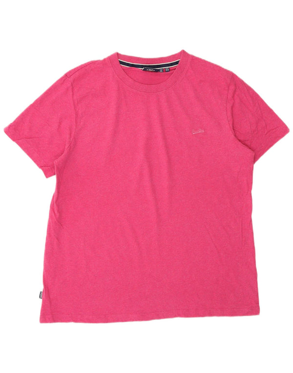 Superdry Womens T-Shirt Top UK 14 Large Pink Cotton