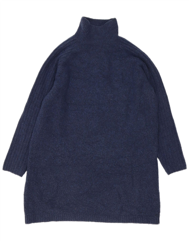 Marks & Spencer Langer Rollkragenpullover für Damen, Gr. 10, Größe S, Marineblau B